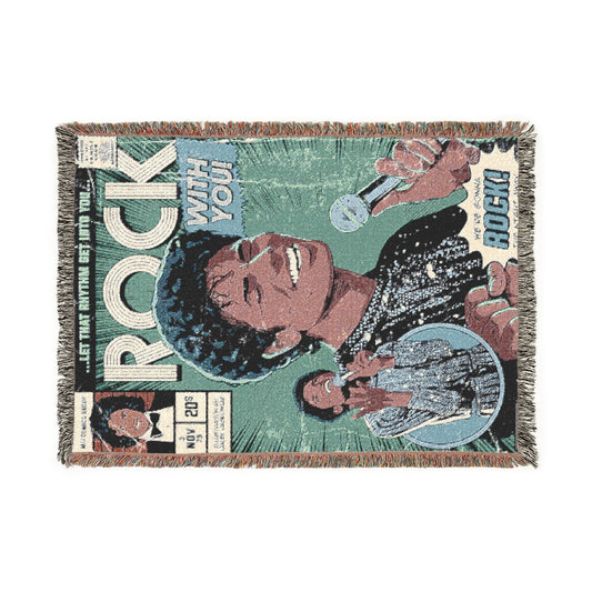 Woven Blanket - Vintage Soul Singer Rock Concert Throw ("Rock With You")